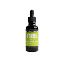 Load image into Gallery viewer, A dark glass dropper bottle labeled "Vitacanna 700mg Broad Spectrum CBD Oil - 30ml" with a green design features vegan, GMO-free, and THC-free icons, highlighting choline and vitamin B6, made from broad spectrum CBD and organic hemp.