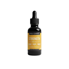Load image into Gallery viewer, A dark glass dropper bottle labeled "Vitacanna 1400mg Broad Spectrum CBD Oil - 30ml" features a yellow label with details including "Broad Spectrum CBD," "Vegan," and "Contains Vitamins D & E.
