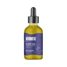 Load image into Gallery viewer, A dark-colored glass dropper bottle labeled &quot;Hembiotic 5000mg Bulk CBD Oil - 50ml&quot; features chamomile and lemon balm CBD oil. The bottle has a purple label with illustrations of a crescent moon and stars, indicating it contains 5000 mg of lab-tested, vegan-friendly CBD oil and comes in a 50 ml size.
