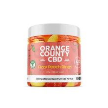 Load image into Gallery viewer, Orange County CBD 1200mg CBD Fizzy Peach Rings - Small Tub - Associated CBD
